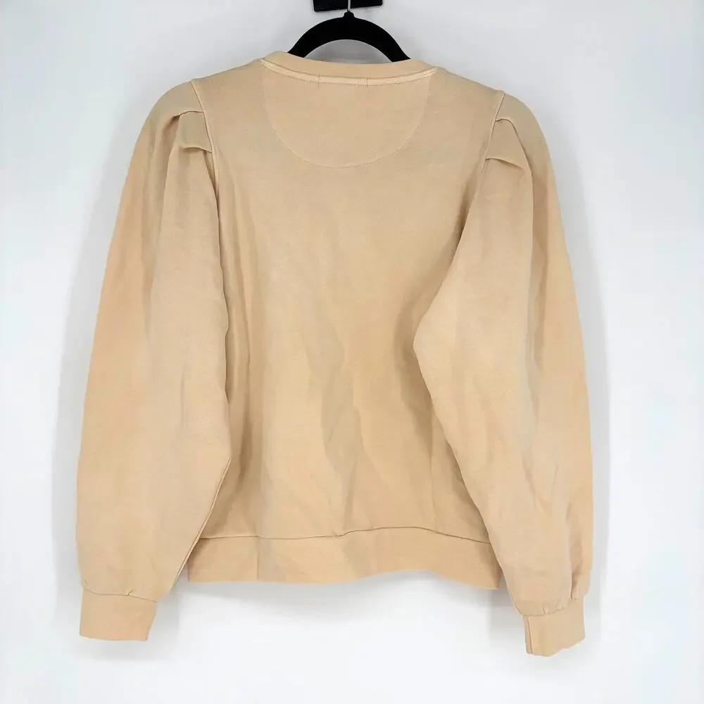 Marine Layer Enya Puff Sleeve Sweatshirt Antique White Women's Small NWT - Picture 3 of 10